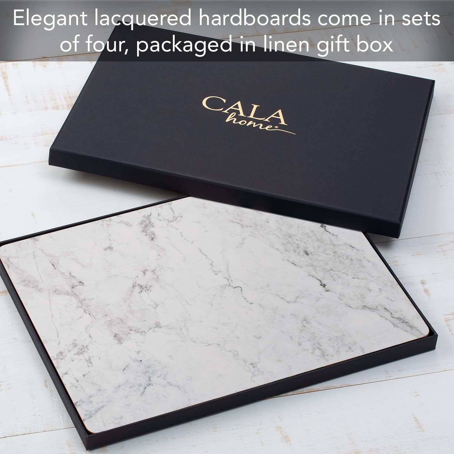 4 cala Home Premium rígido 4 manteles individuales, mármol blanco