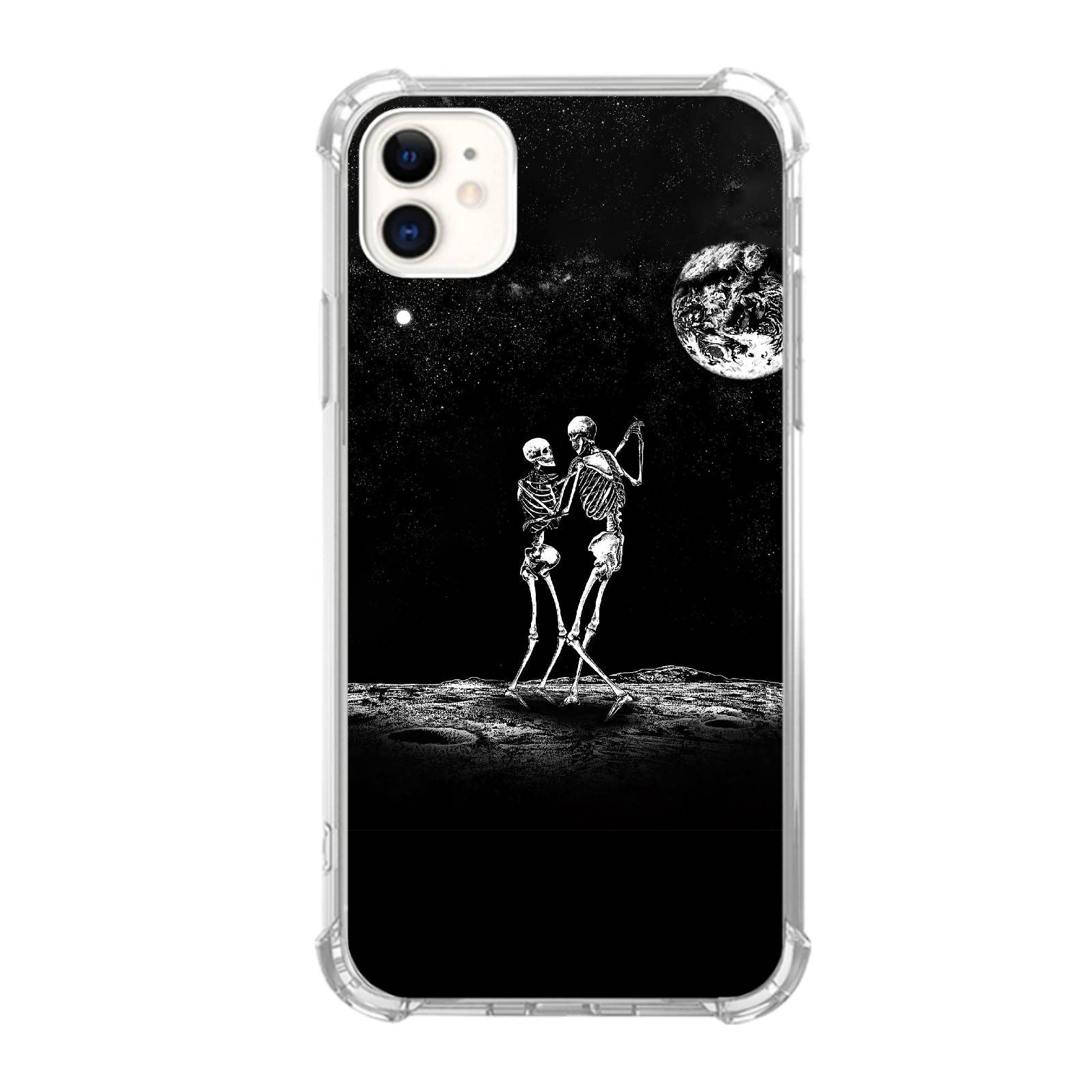 Wizeyake Skull Moondance Phone Case Compatible with iPhone 12/iPhone 12 Pro, Skull Love Pattern Case for Girl Boy, Silicone Shockproof TPU Bumper Protective Cover Case for iPhone 12/iPhone 12 Pro
