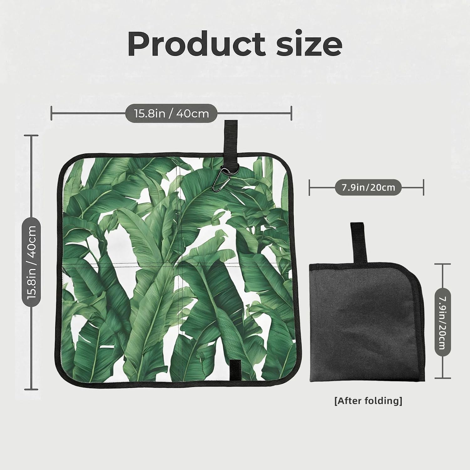 (Tropical Banana Palm Leaf) Sitting Pad Foldable Seat Cushion Lightweight Camping Seat Mat with Hook for Outdoor Hiking Picnic Camping