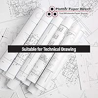 Vista 5 de PlotterPaperDirect - Rollos de papel CAD de 36 x 100 pies, 46 libras. Papel blanco brillante recubierto de 95 sobre un núcleo de 2 pulgadas, papel