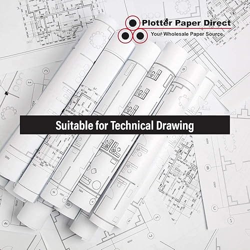 Miniatura 5 de PlotterPaperDirect - Rollos de papel CAD de 36 x 100 pies, 46 libras. Papel blanco brillante recubierto de 95 sobre un núcleo de 2 pulgadas, papel