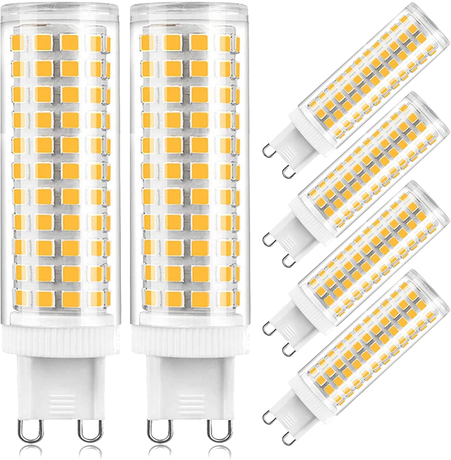 G9 Bombillas LED Regulable, 15W (equivalente a halógeno de 120W) 1500LM 136LED Beads AC 220V Bombilla de maíz LED para lámpara de araña Iluminación del hogar, Haz de 360 grados,Warm white,6 Pack