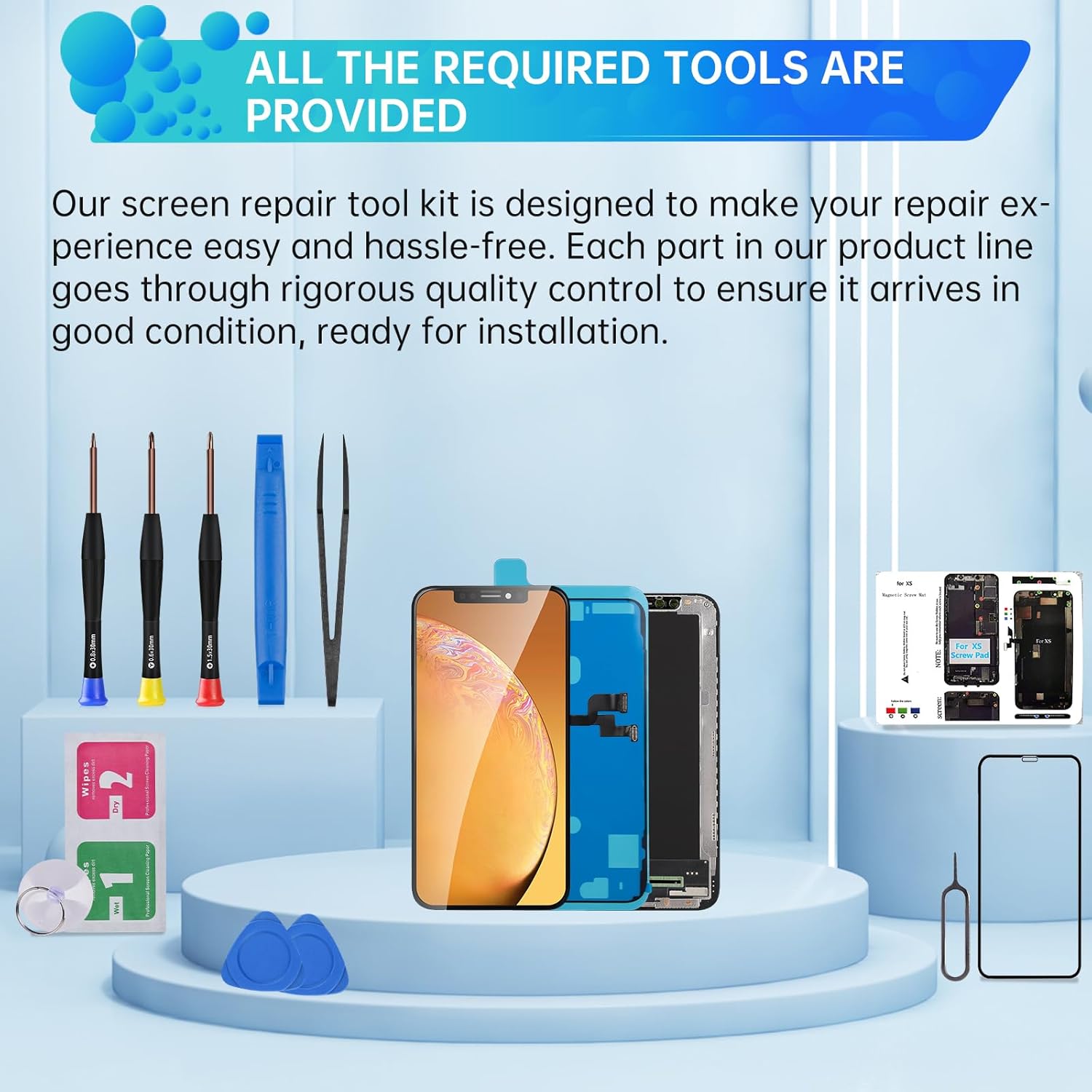 Screen Replacement for iPhone Xs 3D Touch LCD Display Digitizer Full Assembly Repair 5.8" Front Glass Magnet Pad Fix Tools Kit A1920 A2097 A2100