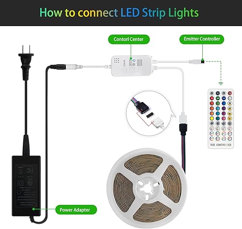 Miniatura 6 de Kit de tiras LED RGB COB, 16.4 pies ultra brillantes (840 LEDsm) luces LED Bluetooth con control remoto de aplicación inteligente, luces LED de