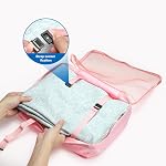 uxcell 7Set Travel Packing Cube, Travel Bags Organizer Luggage Organizer Bags Lightweight Compression Cube Travel Essentials with Shoe Bag for Outdoor Carry on Suitcases, Pink