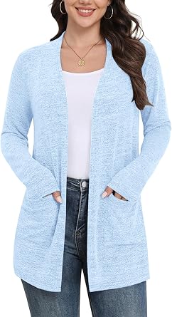 DEARCASE Womens Lightweight Cardigan Long Sleeve Sweater with Pockets
