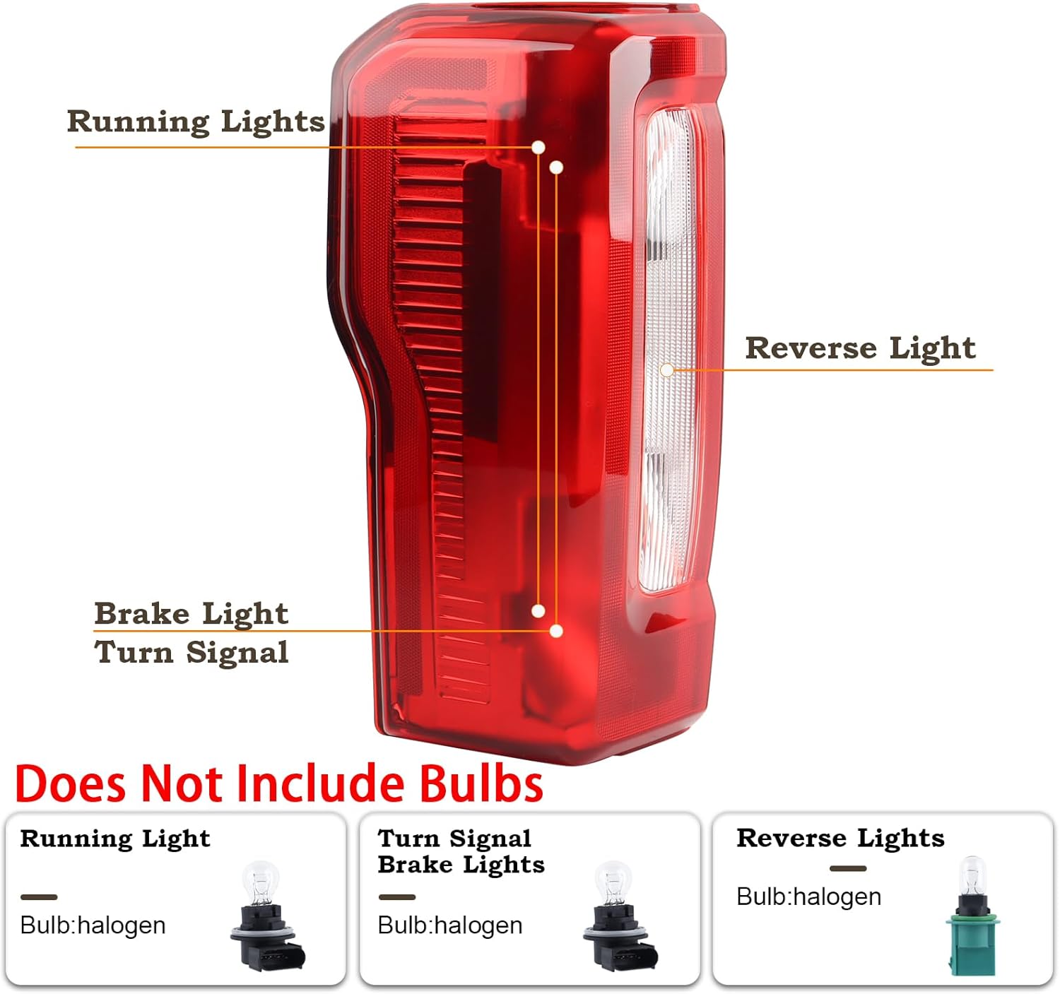 LH Halogen W/o Blind Spot Tail Light Fit for Ford 2023 2024 F250 F350 F450 F550 XL XLT Super Duty Rear Lamp Incandescent Rear Lights Assembly Left Driver Side PC3B13B505AF
