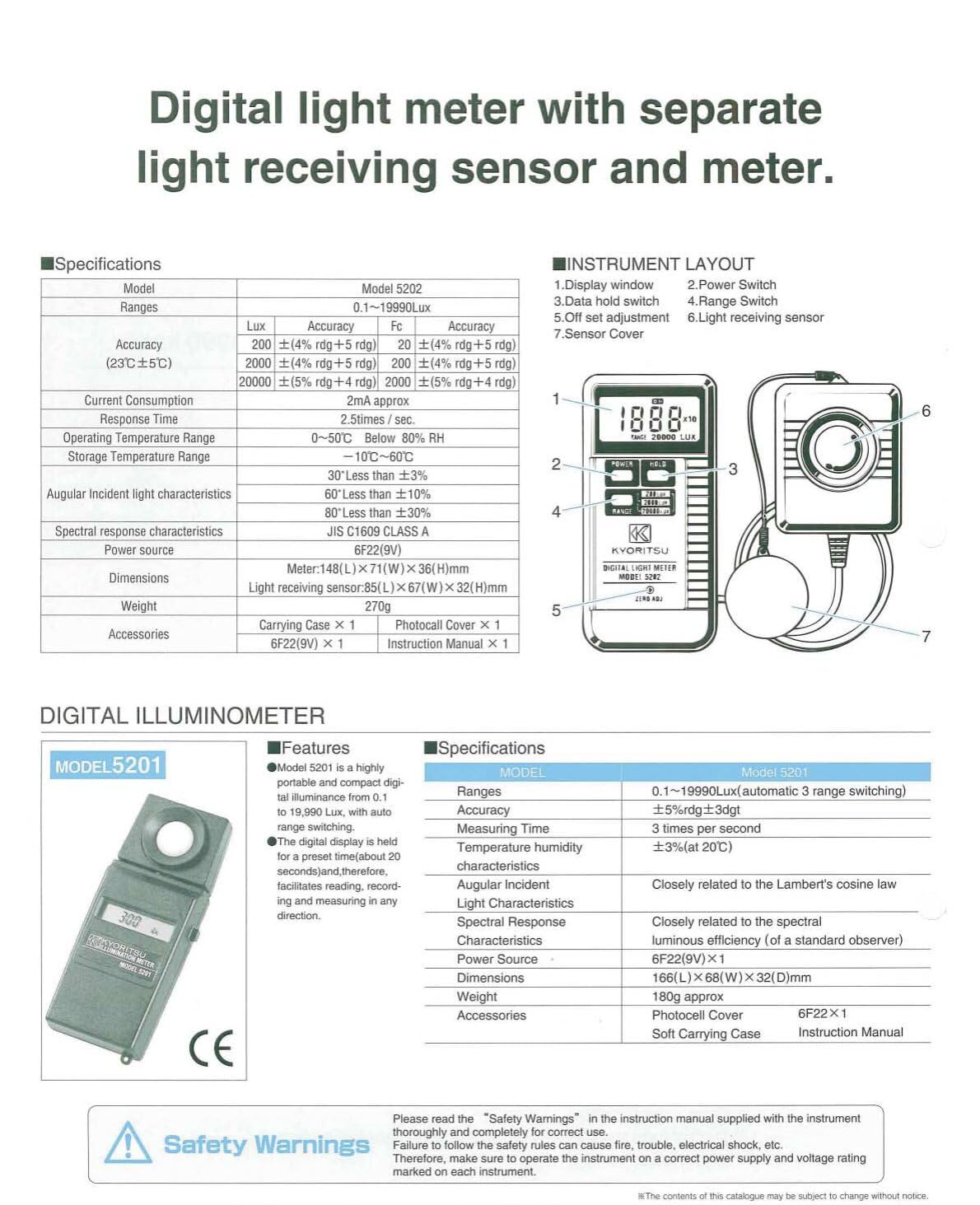 Japan Quality KYORITSU Lux Meter KEW 5202 Digital Illuminometer 0~20000lux LCD Pocket Light Meter Lux/FC Measure Tester Sensor Photometer Luxmeter Digital Light Meter