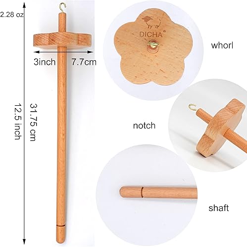 Miniatura 2 de DICHA Kit de husillo de caída en forma de flor de 3 pulgadas, husillos de madera de espirales altos y bajos con tutorial, ruedas giratorias de