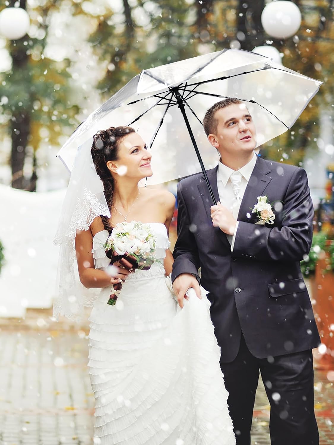8 Pcs Portable Umbrella for Travel Collapsible Folding Umbrella Clear Wedding Compact Umbrellas Bulk Small Auto Open Close Portable Umbrella