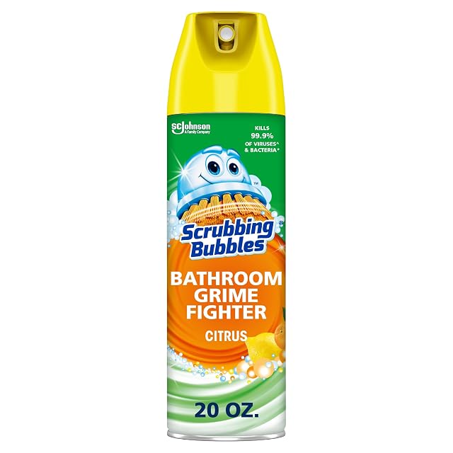 Scrubbing Bubbles Bathroom and Shower Cleaner Aerosol Foaming Action Bathroom Grime Fighter Citrus Scent 20oz Pack of 1