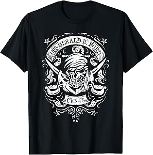 USS Gerald R. Ford CVN-78 Aircraft Carrier Pirate Skull T-Shirt