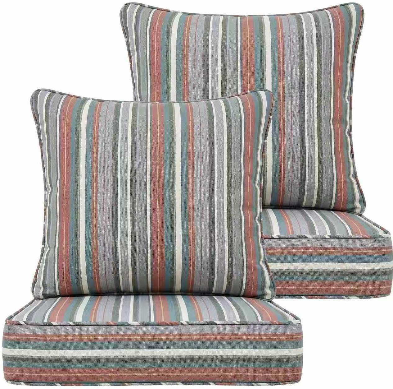 Outdoor Deep Seat Cushions 24x24x5 Inch, Waterproof Patio Chair Cushions, 2 Sets (4 Pcs: 2 Seat + 2 Back), Fade Resistant with Ties and Zipper for Garden,Floral Print