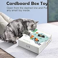 Vista 4 de Interactive Cat Toys -Migibox for Indoor Bored Cats, Automatic Pop Out Feathers from 7 Holes Randomly, Motion Activated, USB Rechargeable