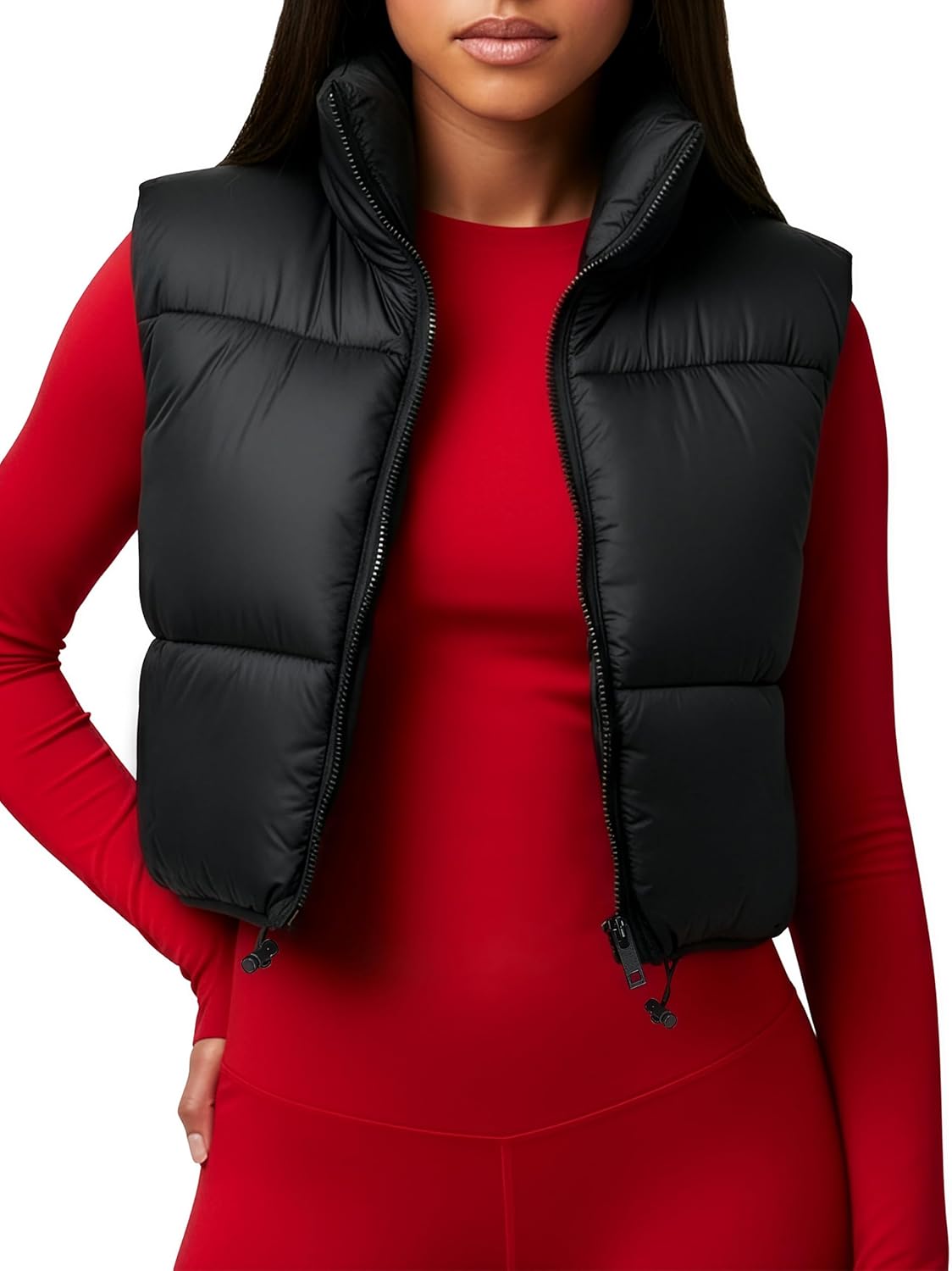 NY Threads Cropped Puffer Vest Women Lightweight Stand Collar Sleeveless Zip Up Winter Padded Gilet