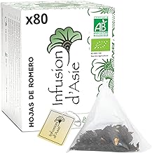 Khla - Organic Rosemary Leaves - 80 Pyramidal Sachets - For Morning Infusion - Tea Digestion and Vitality - Anti-swelling - Throat and Congested Nose - Antioxidants - Origin Egypt
