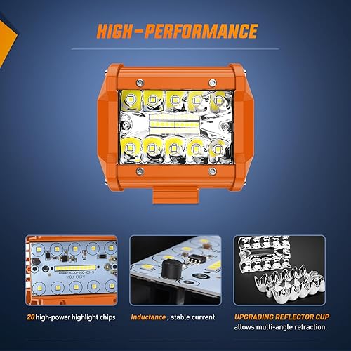 Miniatura 20 de Nilight - 2 luces LED de triple fila de 4 pulgadas, 60W y 6000LM, barra de luz para barcos y vehículos todoterreno con soporte de montaje en capó