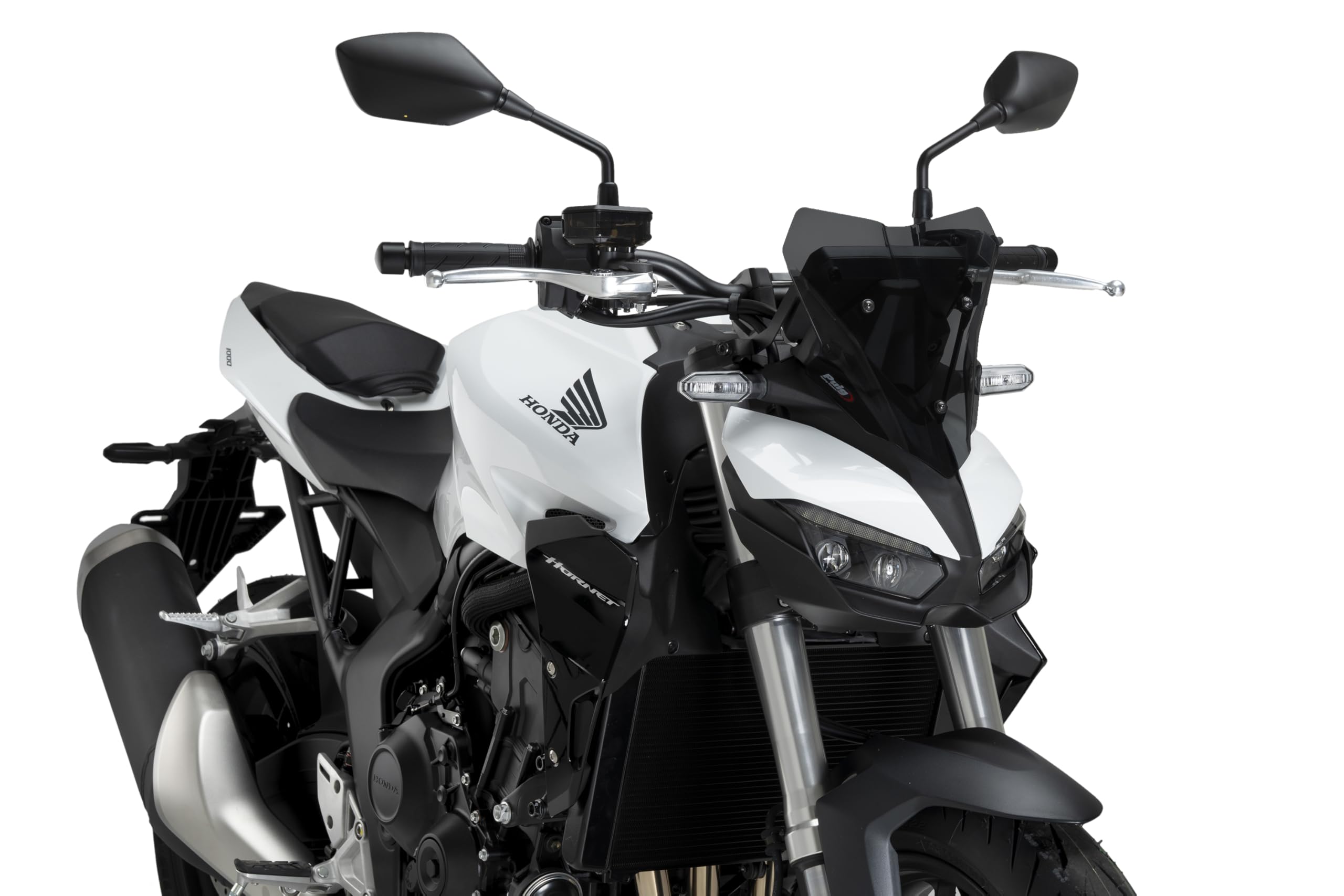 Puig 22381F New Generation Sport; aerodynamic sport windscreen; made of high-resistance PMMA; includes metal brackets and TÜV approval, Dark Smoke