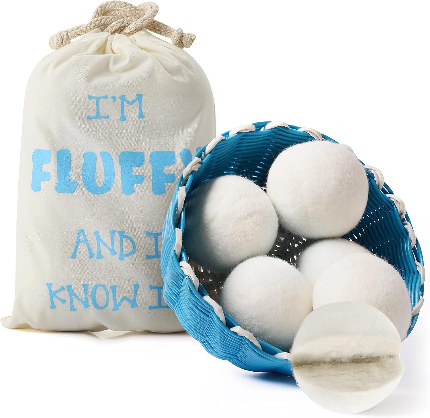 Aineeba 6 pcs Wool Dryer Balls, Anti-Static Cling, Reduce Drying Time, Reusable Over 1,000 Loads, 100% Natural Organic Eco Laundry Balls, Sensitive Skin, Babies, Green Mom's!