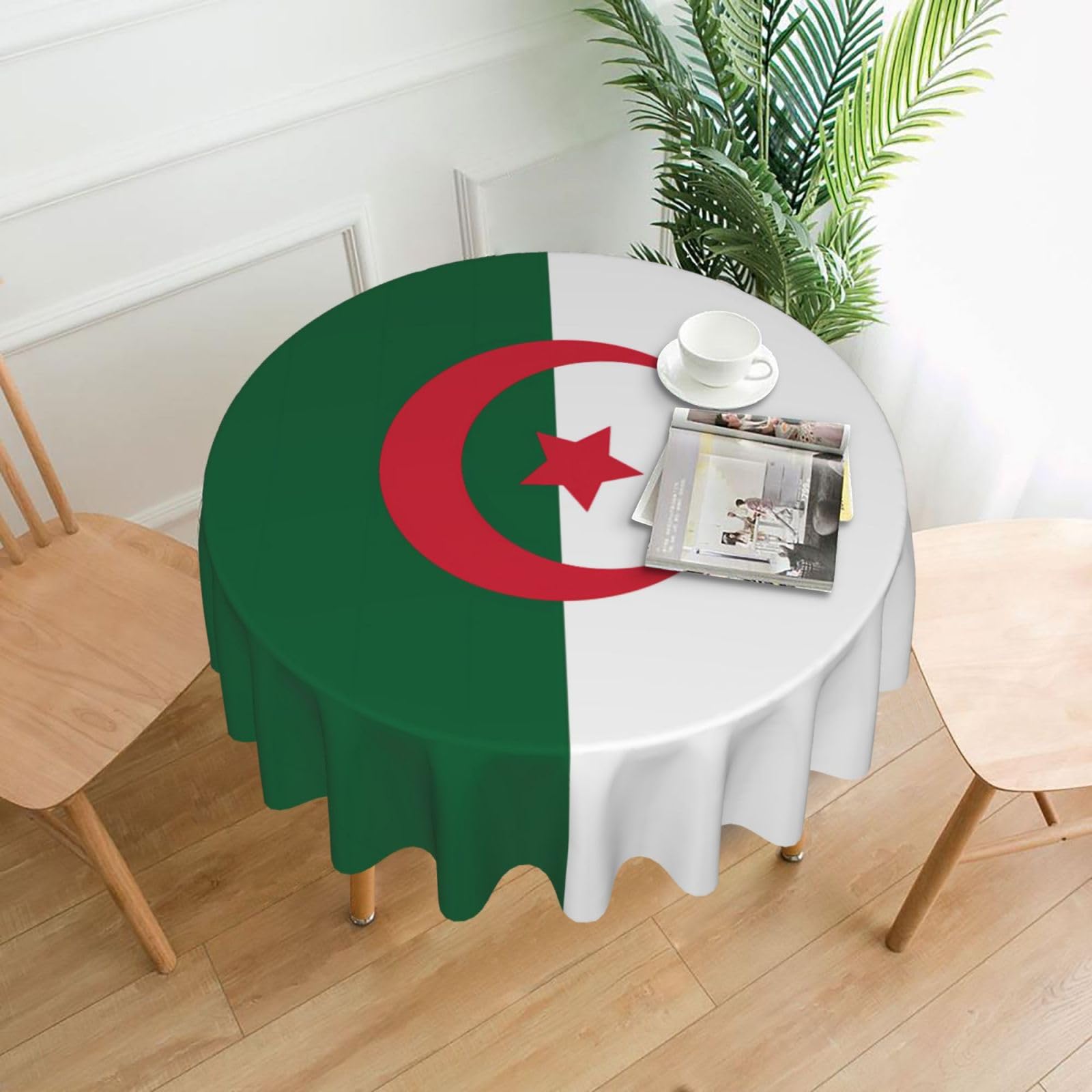 MROWYC Flag of Algeria Printed Practical Round Tablecloth, Durable, Suitable for Home, Restaurant, Hotel, Gathering, and Decorative Table Covers