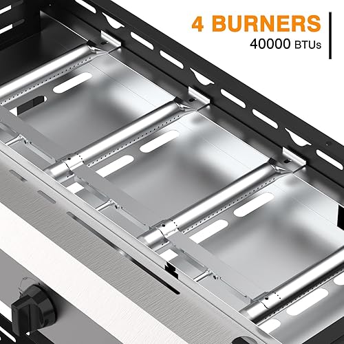 Miniatura 3 de Parrilla de gas para barbacoa de 30 pulgadas, 4 quemadores, acero inoxidable, portátil, desmontable, 40,000 BTU, parrilla de propano para acampar o