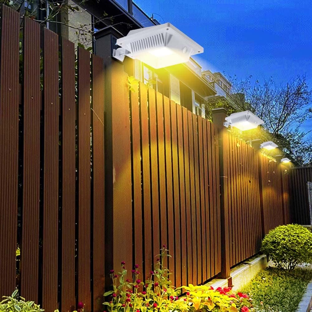 Gutter Lights, 40 LEDs Solar Patio Decor Lights, Deck Lights Outdoor Waterproof Fence Lights for Wall Backyard Porch, Patio, Pool,Step Stairs, Yard, Garden, Pathway (2Pack_White,Warm White Light)
