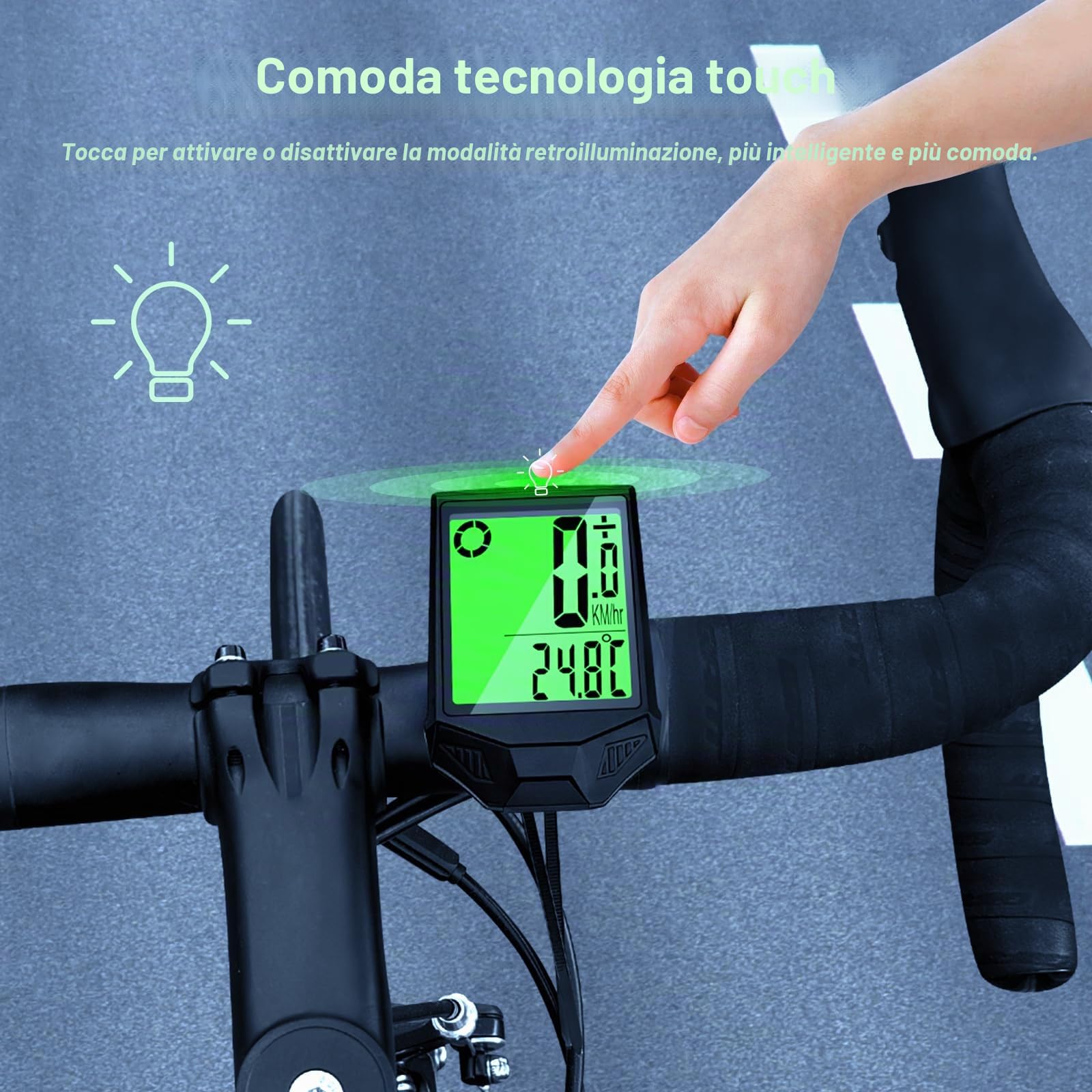 Contachilometri Bici Senza Fili IP66 Impermeabile Multifunzionale Wireless Ciclocomputer con 20 Funzioni LCD Display Avvio/Arresto Automatico Computer Bici per Distanza di Tracciamento,Velocità,Timer