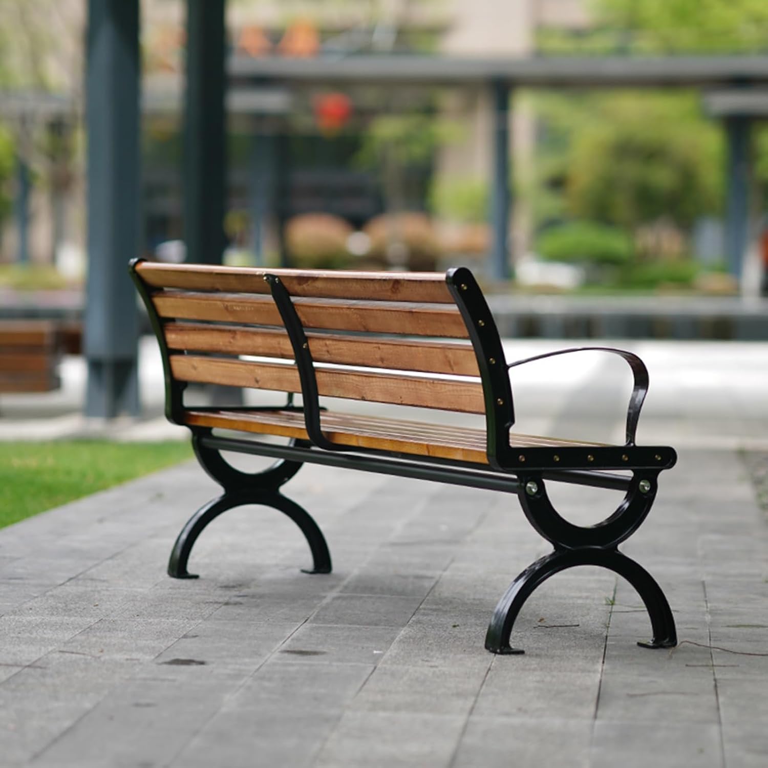 Solid Wood Garden Bench Wooden Garden Bench Patio Double Seat Durable Weatherproof Rustproof Non-Fading Outdoor Furniture Length 120cm(120 * 51 * 73cm)