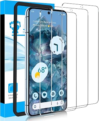 LYWHL 3 Pack for Google Pixel 8 Pro Screen Protector, Tempered Glass Film with Easy Install Frame Accessories, Sensitive Touch & Fingerprint Unlock, Bubble Free Phone Case Friendly