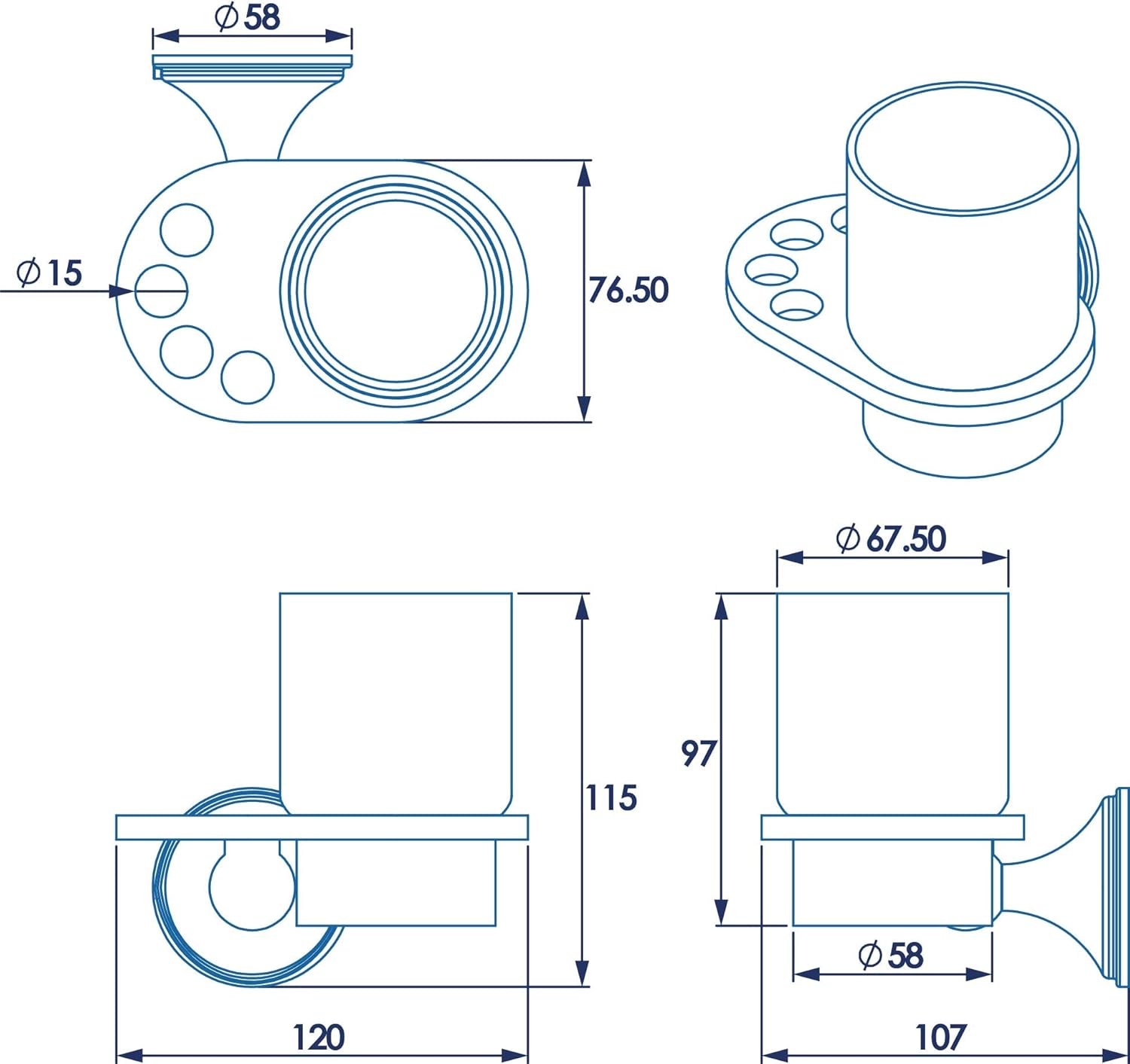 Croydex Westminster Chrome & Glass Toothbrush and Tumbler Holder