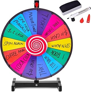COSTWAY 18" Glücksrad Spielzeug Farbe Rad Spiele für Lotteriespiele Wortspiele, inkl. Radiergummi und Markierstift, geeignet für für Lotteriespiele, Wortspiele (φ48cm)