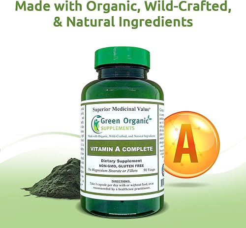 Miniatura 3 de Green Organic Supplements Vitamina A, palmitato de retinilo, 90 VCaps, 15000IU, hecho a mano, sin OMG y sin gluten (paquete de 1)