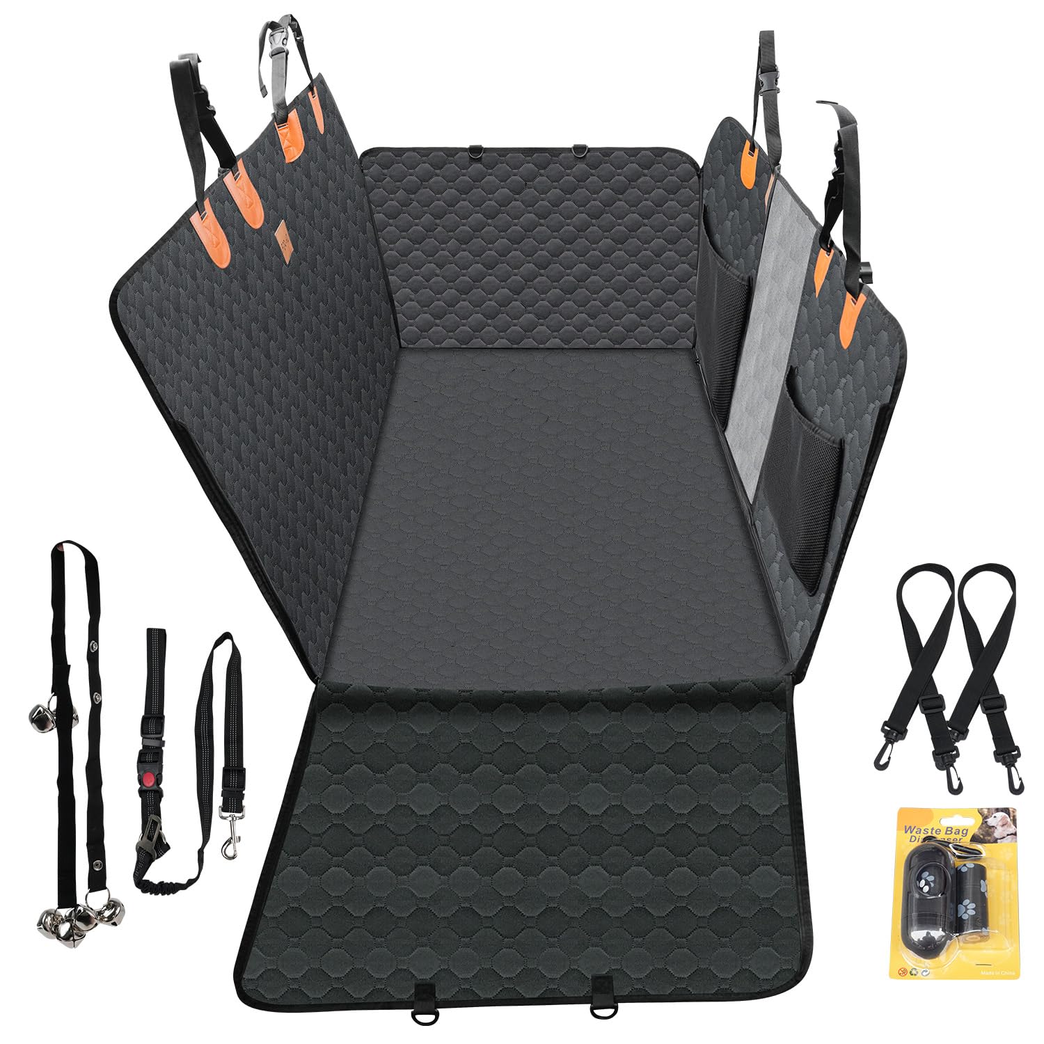 Dog Car Seat Cover for Back Seat.100% Waterproof Back seat Cover. 600D Heavy Duty Scratch Proof Nonslip Durable Soft Dog Hammock for Cars, Trucks and SUVs. Standard, Black