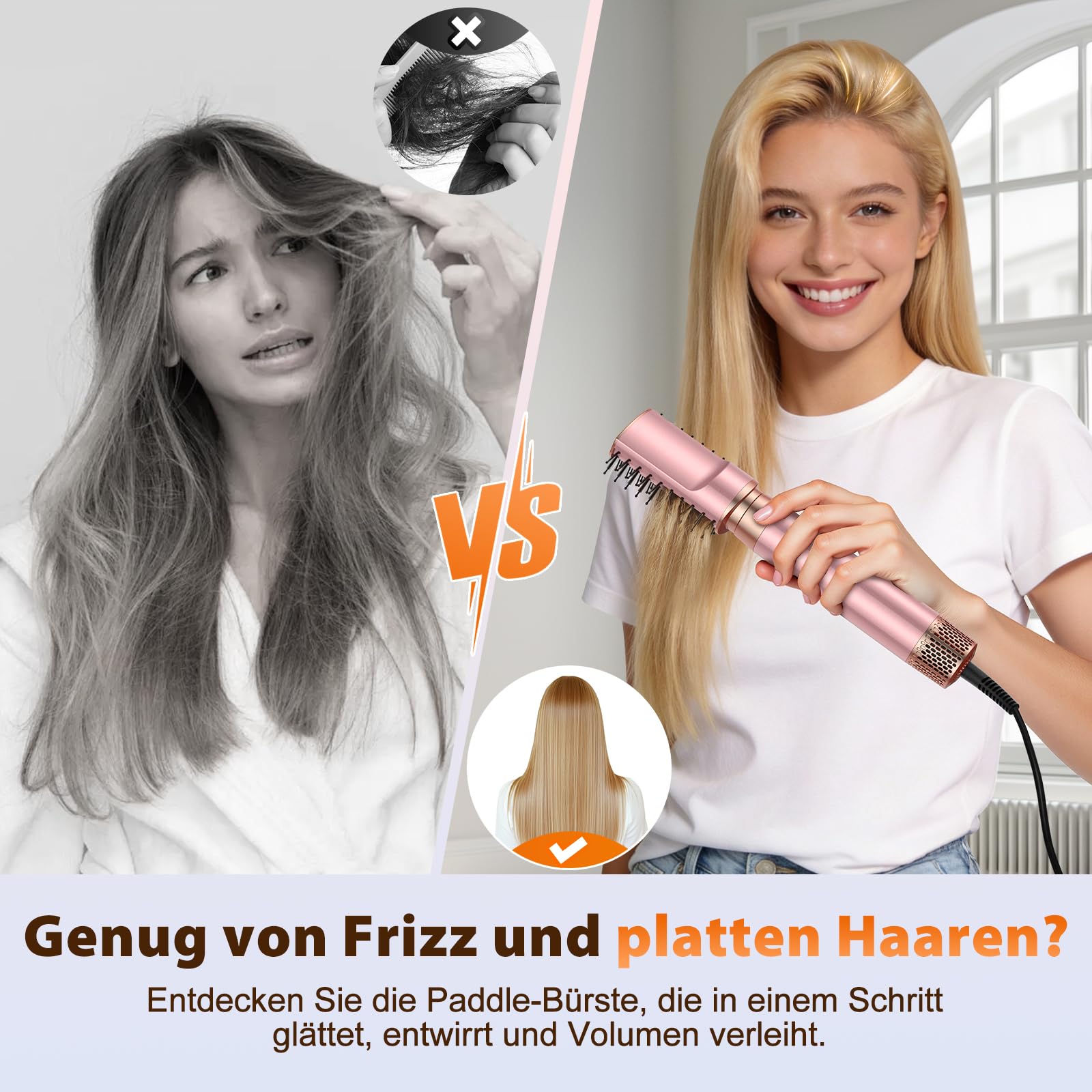 5-in-1-Föhnbürsten-Set, Upgrade-Haartrockner, Föhnbürste, Lockenwickler Automatisch und Paddelbürste, abnehmbare Heißluftbürsten-Styling-Tools, Hochgeschwindigkeits-Reisehaarglätter, Lockenstab