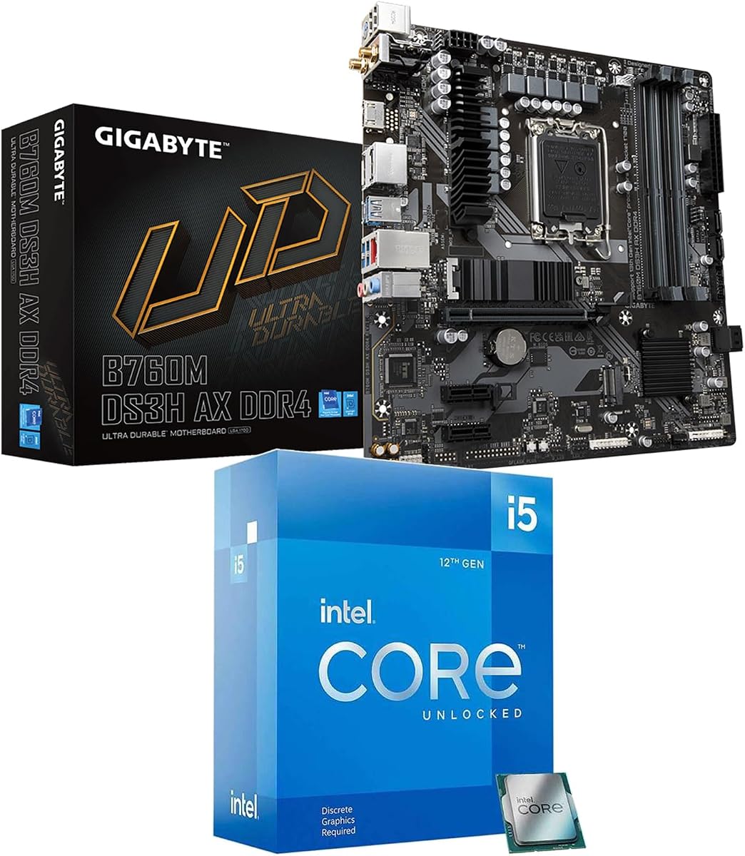 Micro Center CPU Motherboard Combo – Intel core i5-12600KF w/GIGABYTE B760M DS3H AX DDR4