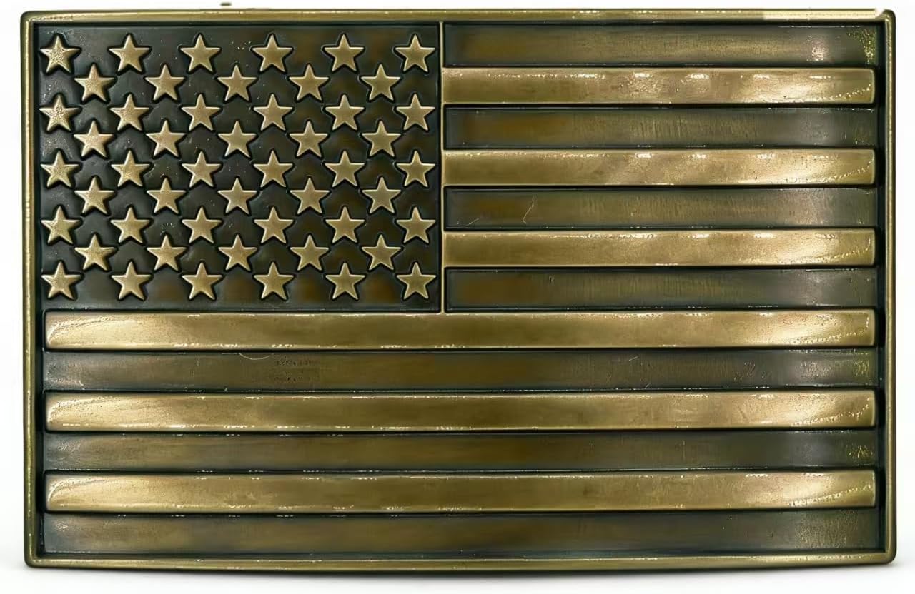American Flag Belt Buckle Metal Western Cowboy Belt Buckle, Patriotic USA Flag Design for Casual & Rodeo Wear