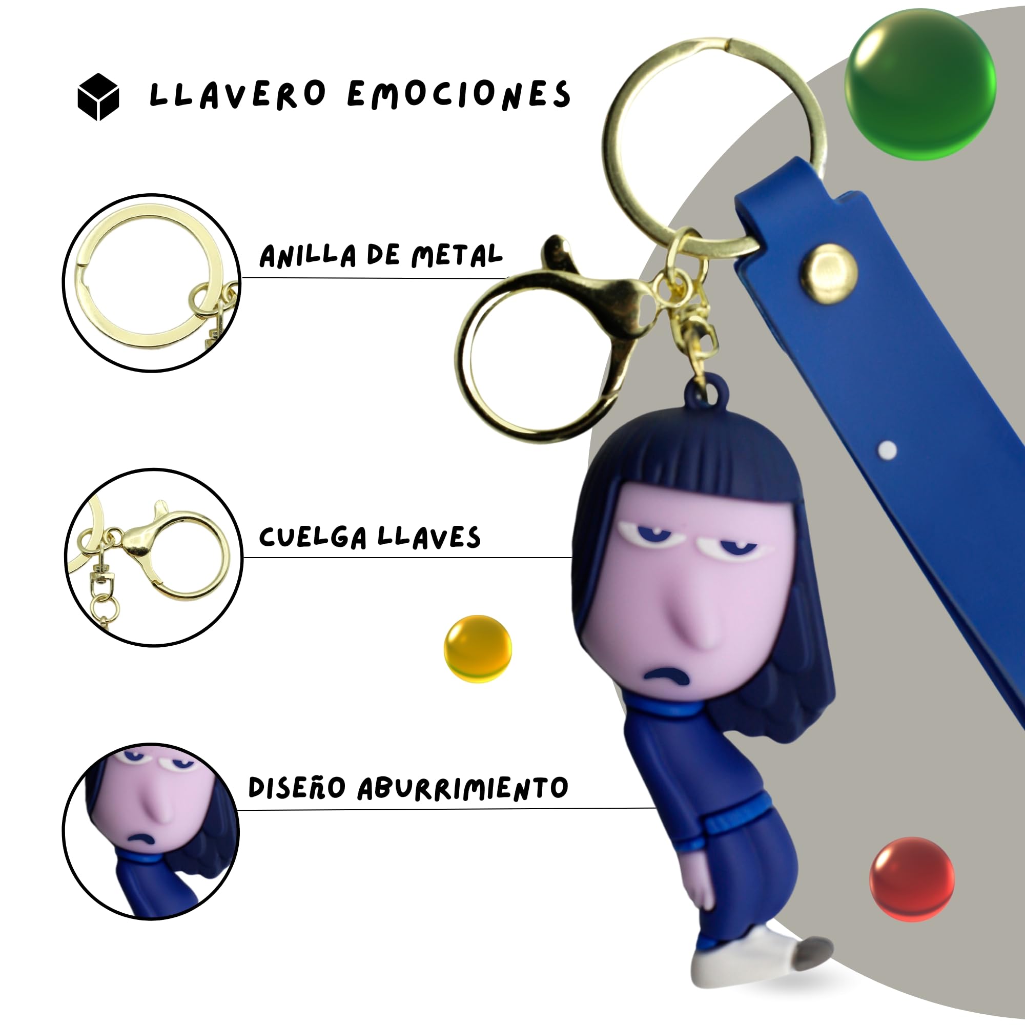 Llavero personaje aburrimiento silicona, Llavero de dibujo animado aburrimiento, Goma, 6 cm, Silicona - imagen 2