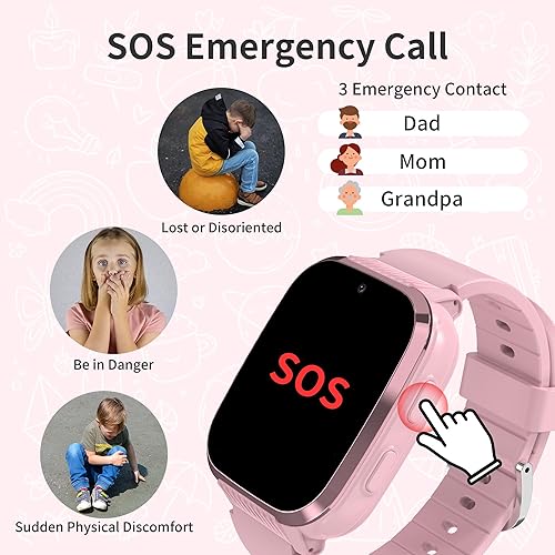 Miniatura 5 de Reloj inteligente 4G para niños con rastreador GPS, llamadas y mensajes de texto, reloj inteligente para niñas con videollamada, chat de voz,