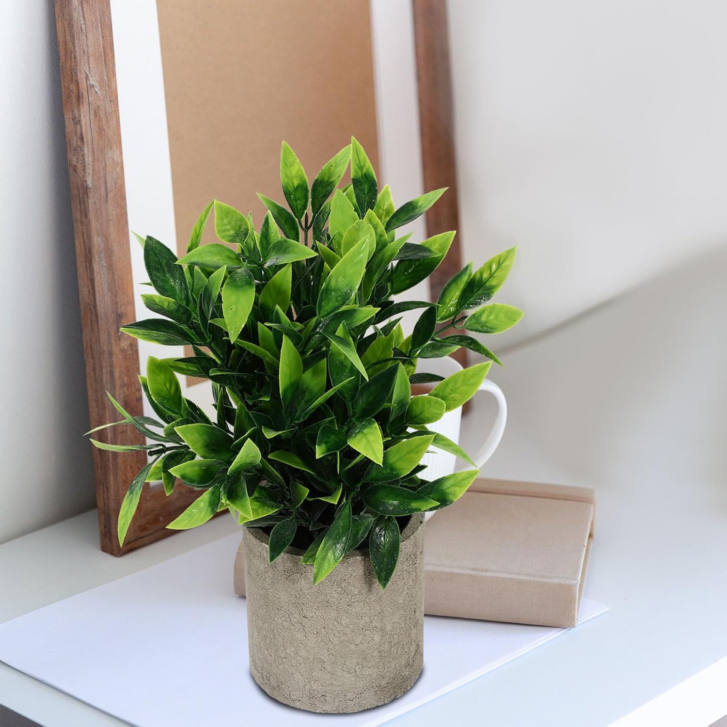 3pcs Artificial Eucalyptus Potted Plants Set, Realistic Faux Greenery Pulp Pot, Desktop Ornament for Home Office Bathroom Decor