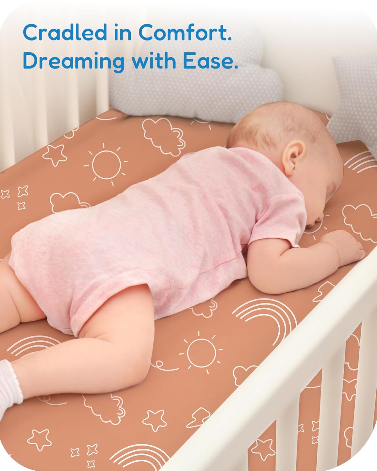 Crib Sheets 2 Pack, Fitted Crib Sheet for Standard Crib Mattress 28x52x9, Ultra Soft Jersey Knit, Breathable Stretchy Deep Pocket, Snug Fit Stays Put, Baby Crib Mattress Sheet