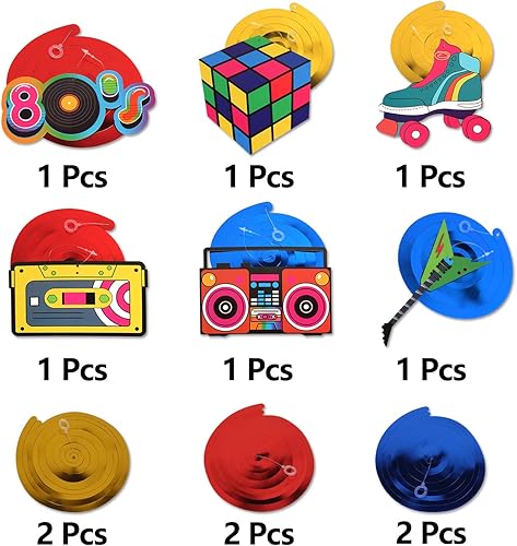 Miniatura 2 de LINGTEER Kit de decoración de fiesta de los años 80, 12 piezas retro de los años 80 para colgar en el techo, serpentinas perfectas para escenarios