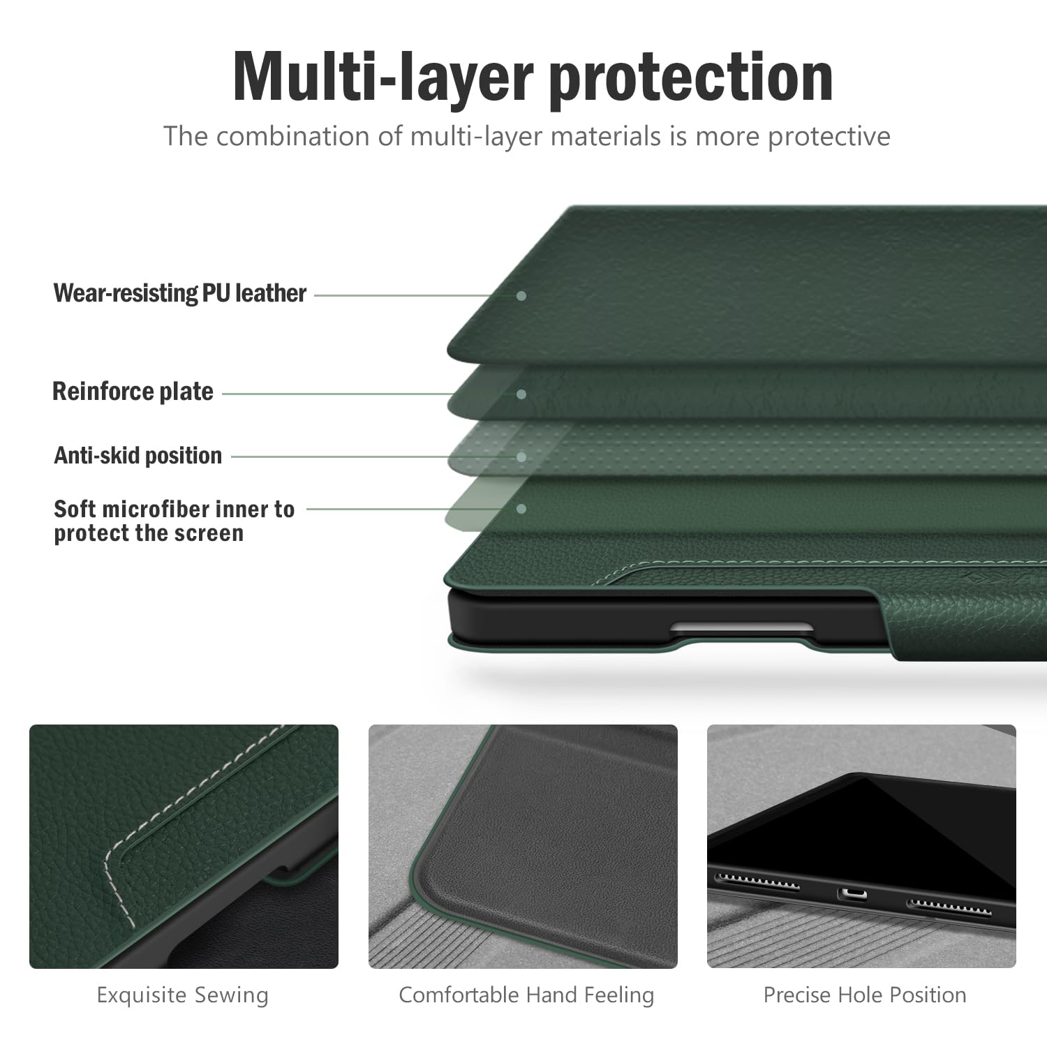 Antbox Schutzhülle für iPad Air 27,9 cm (11 Zoll) M4/M3/M2 (2026/2025/2024), iPad Air 5. / 4. Generation, 27,9 cm (10,9 Zoll), veganes Leder mit Stifthalter, Tippwinkel, automatischer Schlaf