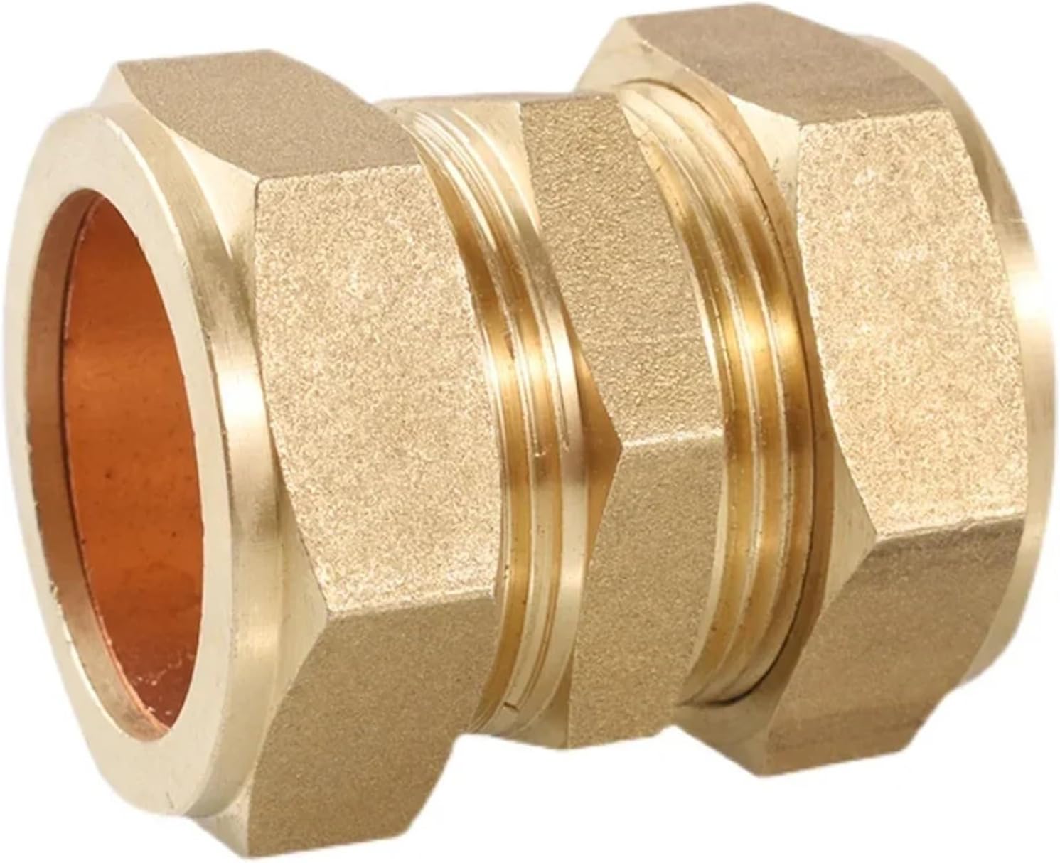 Pipe Fitting Facilities Brass Compression Union Fitting Equal Coupler Connector with Copper Ferrule Ring Fit 4/6/8/10/12/14/15/16/18/20mm Tube OD Pipe Joint(15mm)