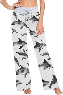 Pajama Pants for Women Pjs Bottoms Drawstring Wide Leg Sweat Pants