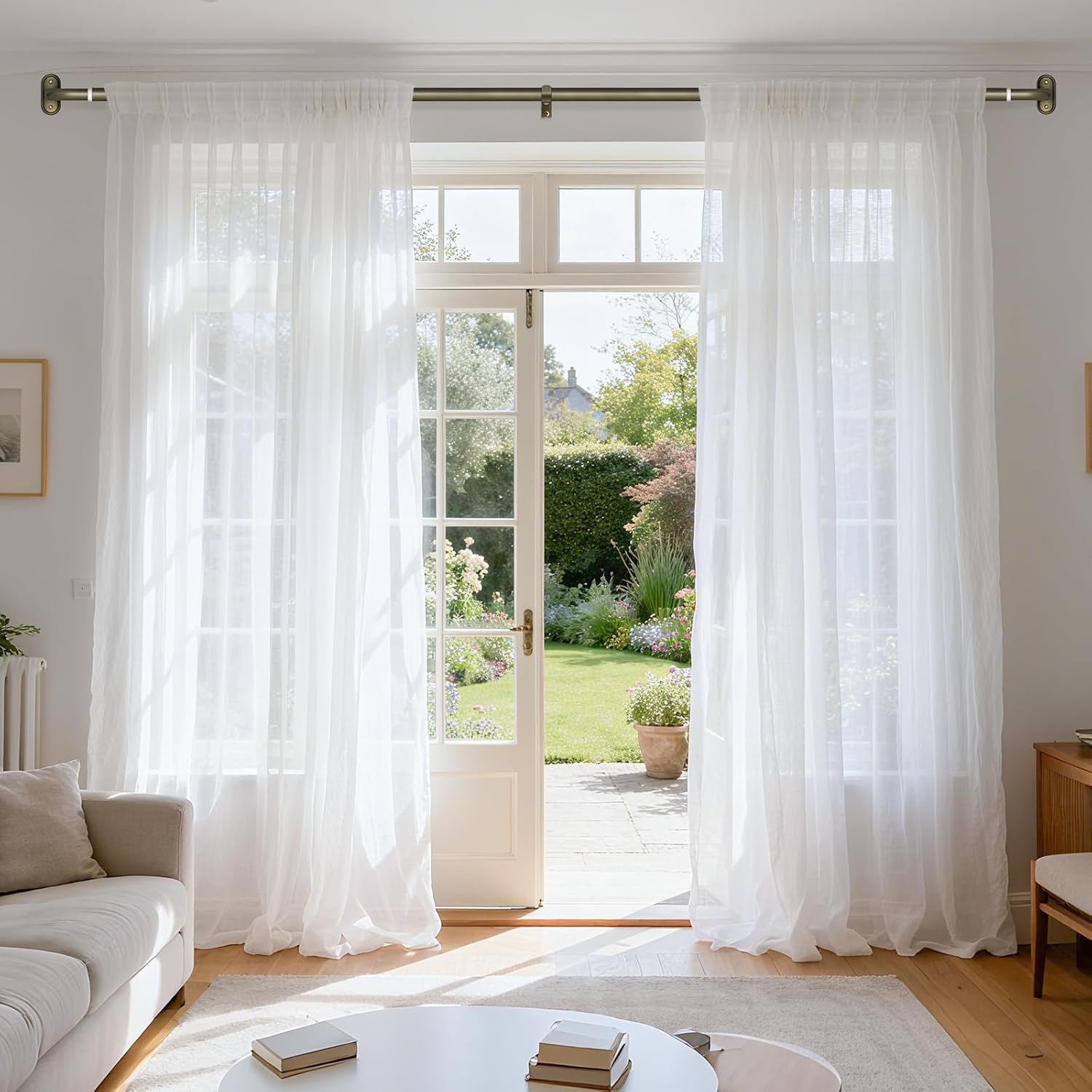 Antique Bronze Wrap Around Curtain Rod, Long Heavy Duty Blackout Curtain Rods for Windows 66 to 120 Inch, 1 Inch Adjustable Room Darkening Window Treatment Rods for Bedroom, Living Room