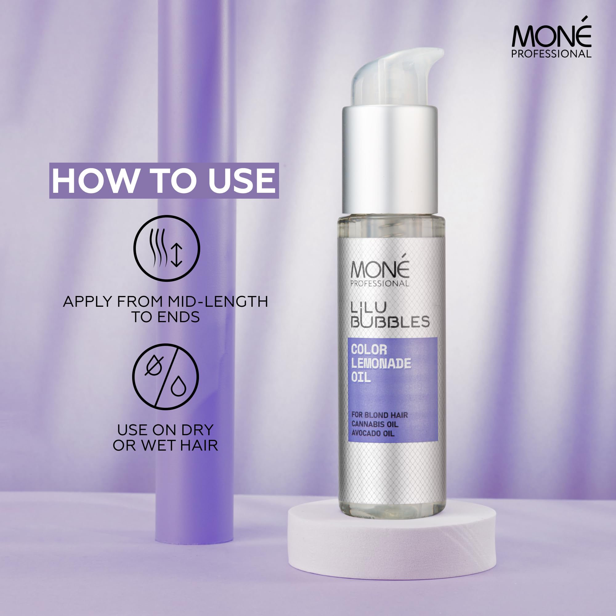 MONÉ PROFESSIONAL, Hair oil for dry damaged curly hair, Blond and bleached hair, Nourishment, Softness, Protection, Shine - Image 4