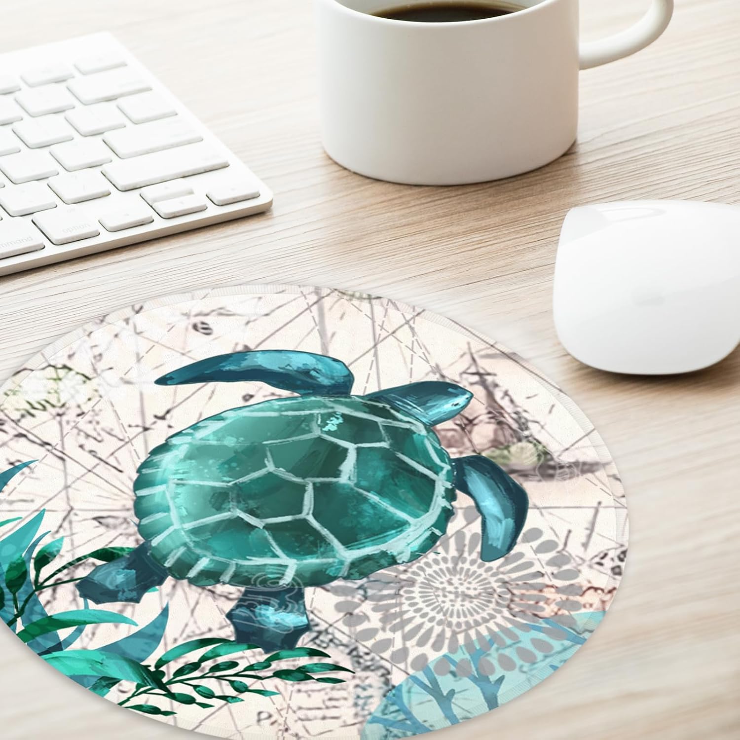 Sea Turtles Round Mouse Pad,Funny Small Mouse Pad with Non-Slip Rubber Base,Mouse Mat,Home Office Decor Desk Accessories,8.7inch Round Mouse Pad 1 image 3