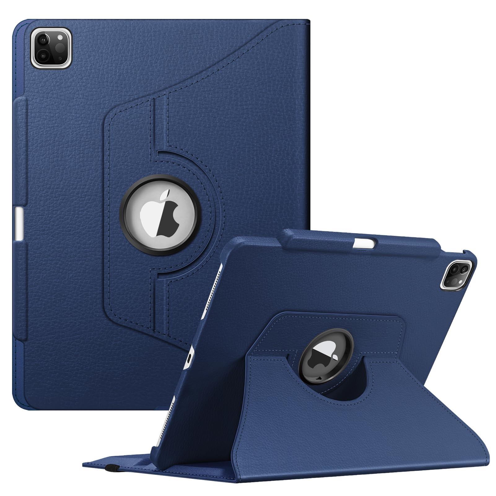 Fintie Drehbare Schutzhülle für iPad Pro 32,8 cm (12,9 Zoll) (6./5./4./3. Generation) 2022, 360-Grad-schwenkbare Standhülle mit Stifthalter, Auto-Sleep/Wake-Funktion, Marineblau