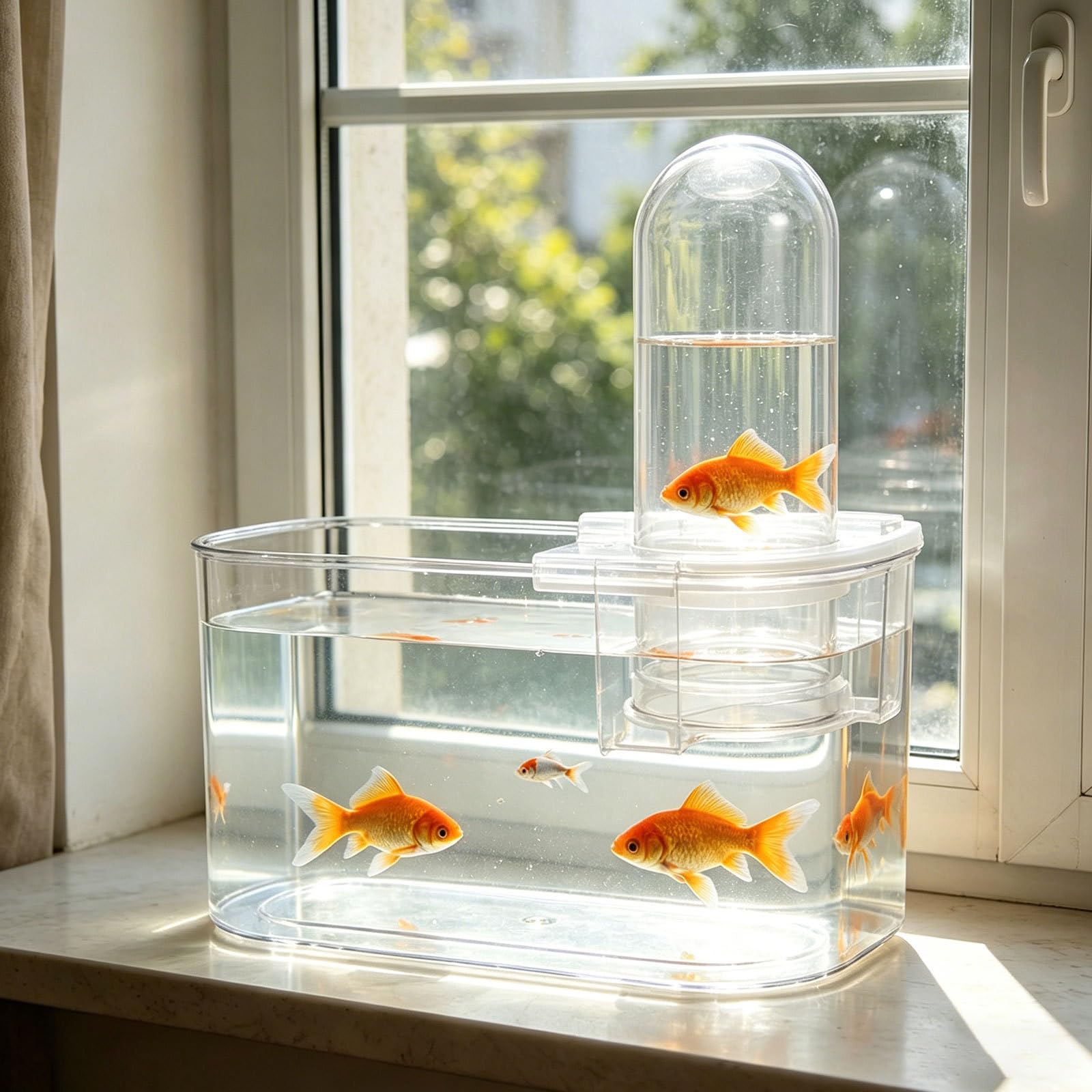 ibasenice Acuario Transparente Plástico Resistente Elevador de Presión Negativa 32x31.4x14 Cm, Limpieza Rápida para Peces Betta y Plantas Acuáticas para Hogar y Oficina