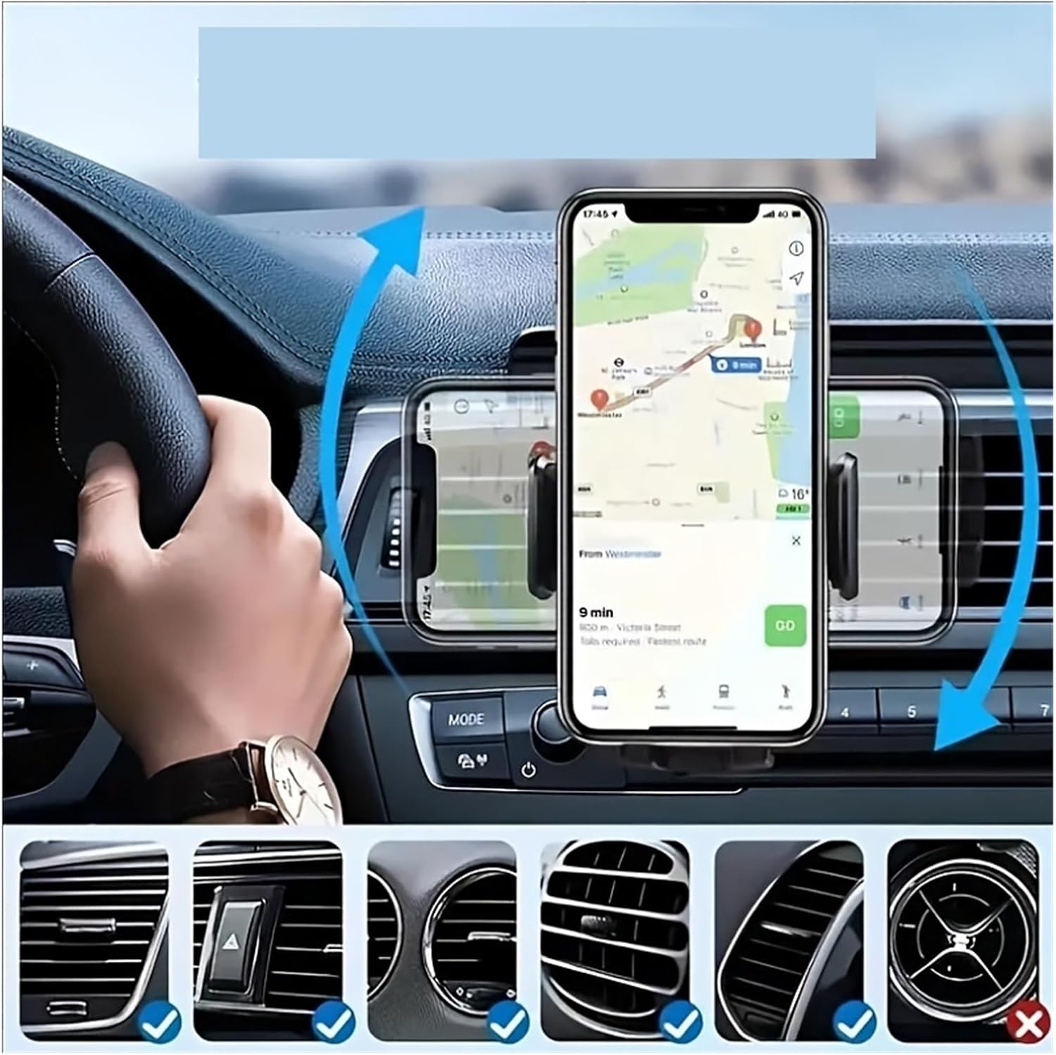 Car Holder Car Air Vent Clip Mount Mobile Cell Stand Smartphone GPS Support 4.7-6.7 Inch Mobile Devices